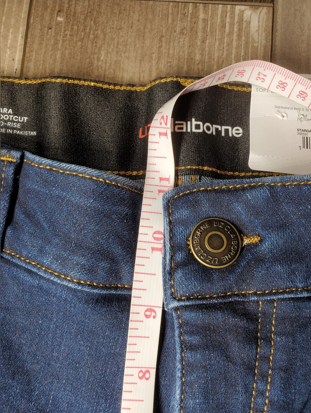 NWT Liz Claiborne Mid-Rise Sara Bootcut Dark Wash Jeans Women's Size 14 - Picture 6 of 16